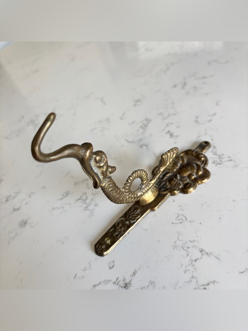 Vintage Ornate Brass Dragon Wall Hook: Serpentine Coat & Towel Hanger, Display